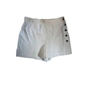 Nine West Womens White Sailor Shorts Side Button High Waist Elastic Back Size L